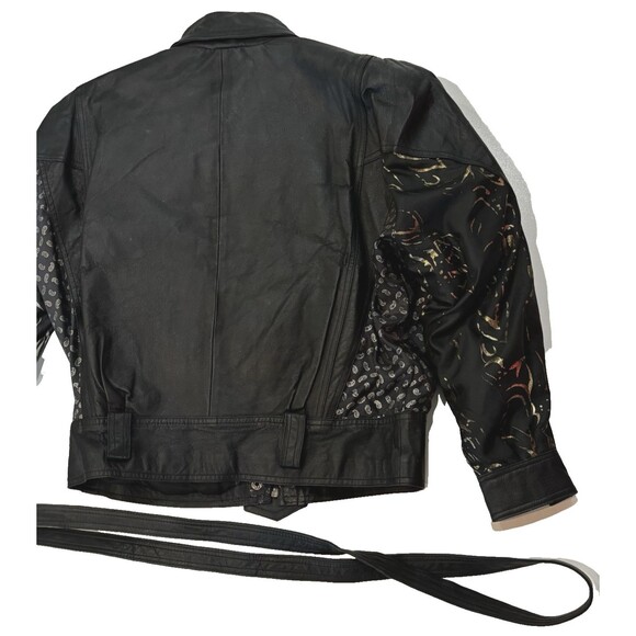 Women’s Genuine Leather Belted Jacket/Motorcycle Classic Black Size M - Picture 16 of 16